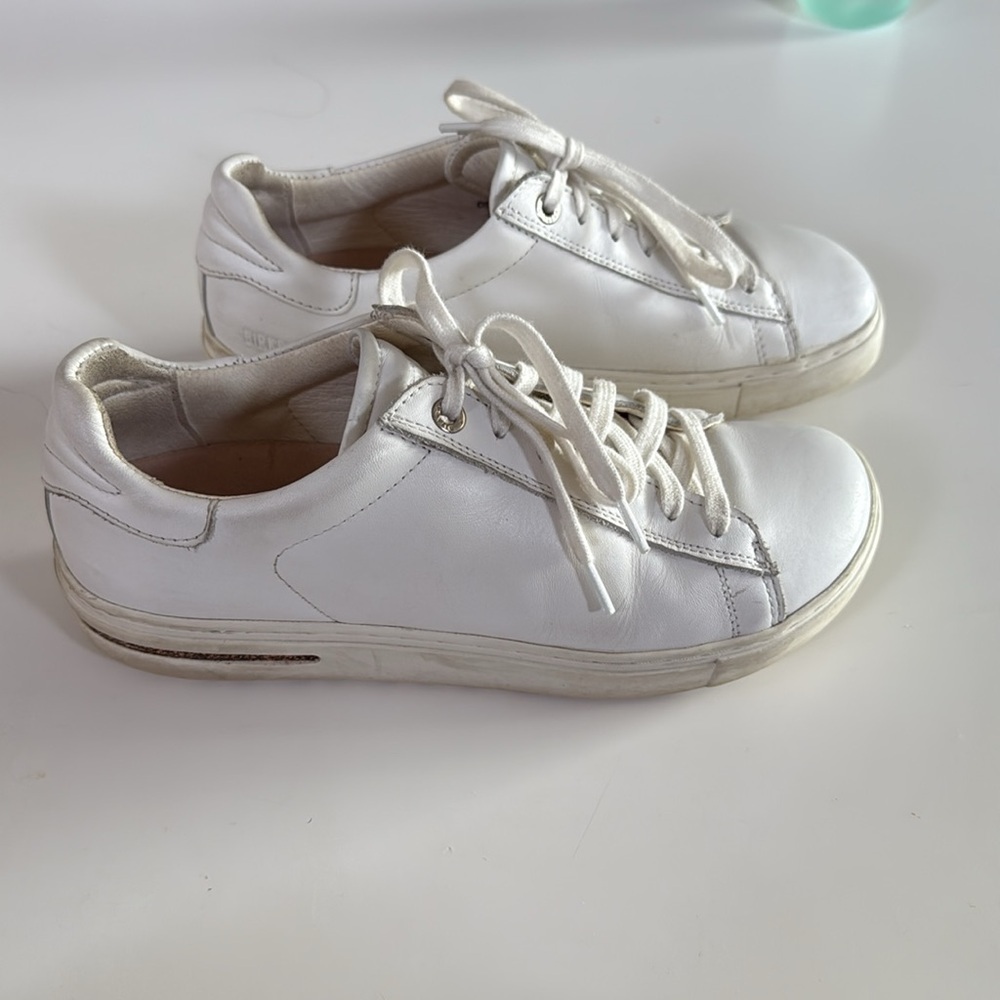 Birkenstock White Leather Sneakers - The Bend View 3